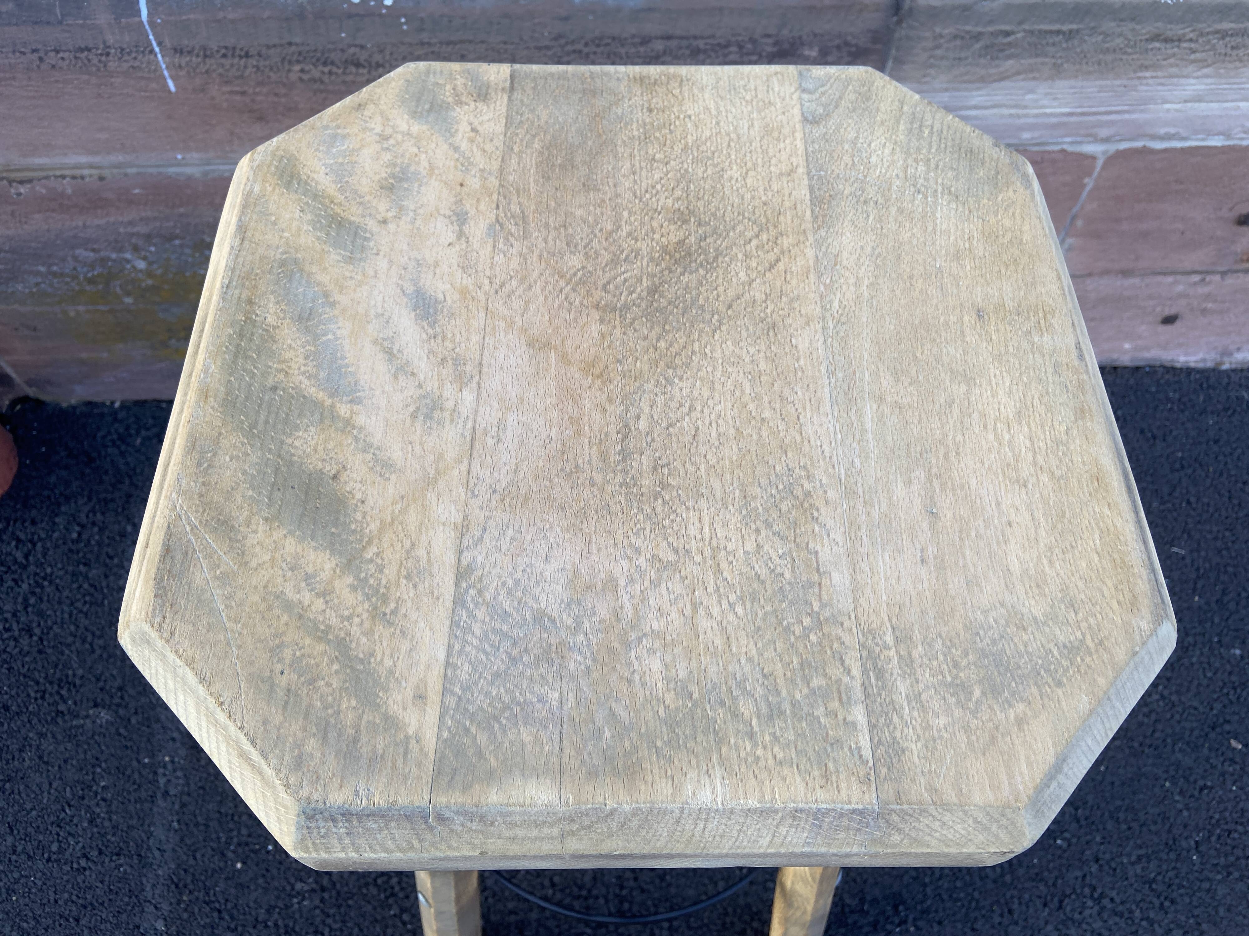 Wooden bar stool natural raw vintage 1970