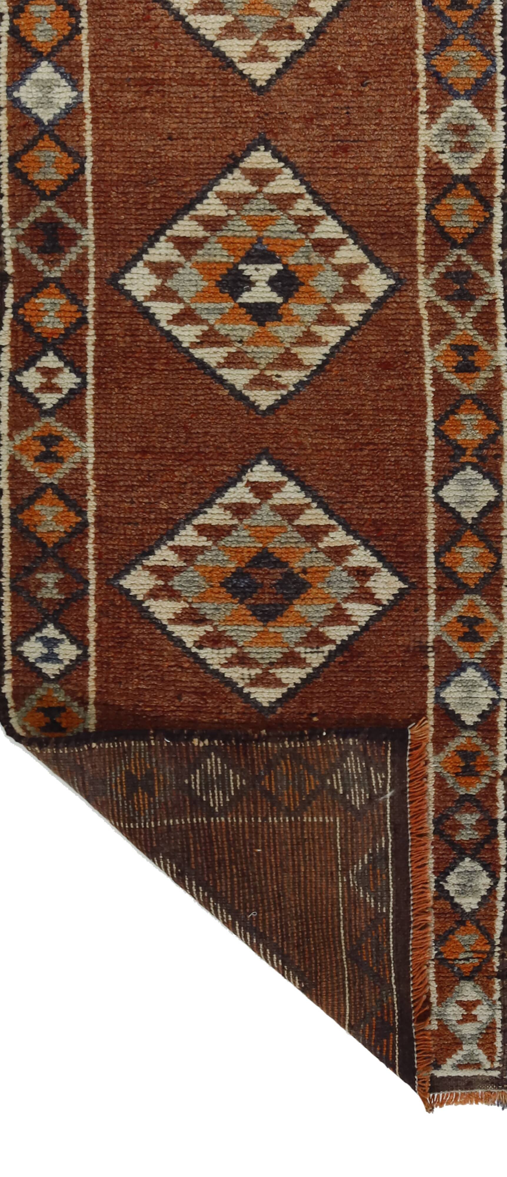Herki vintage wool hallway rug, 307 x 87 cm