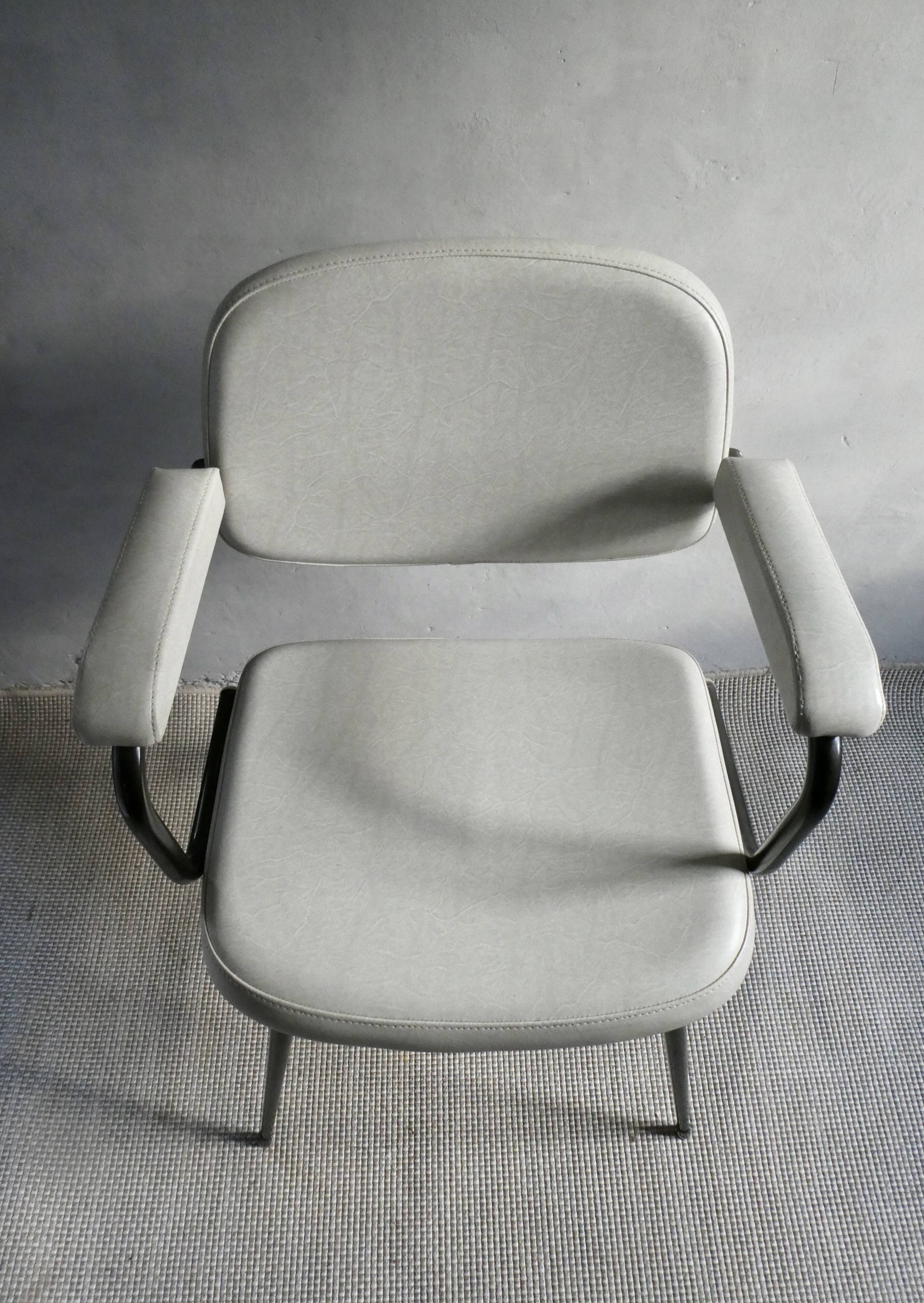 Skai armchair and black metal compass legs, 1960s