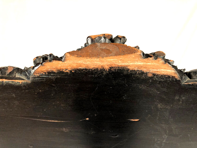 Large Napoleon III bench in blackened wood