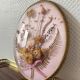 Cadre vintage fleurs séchées verre bombé bouquet éternel