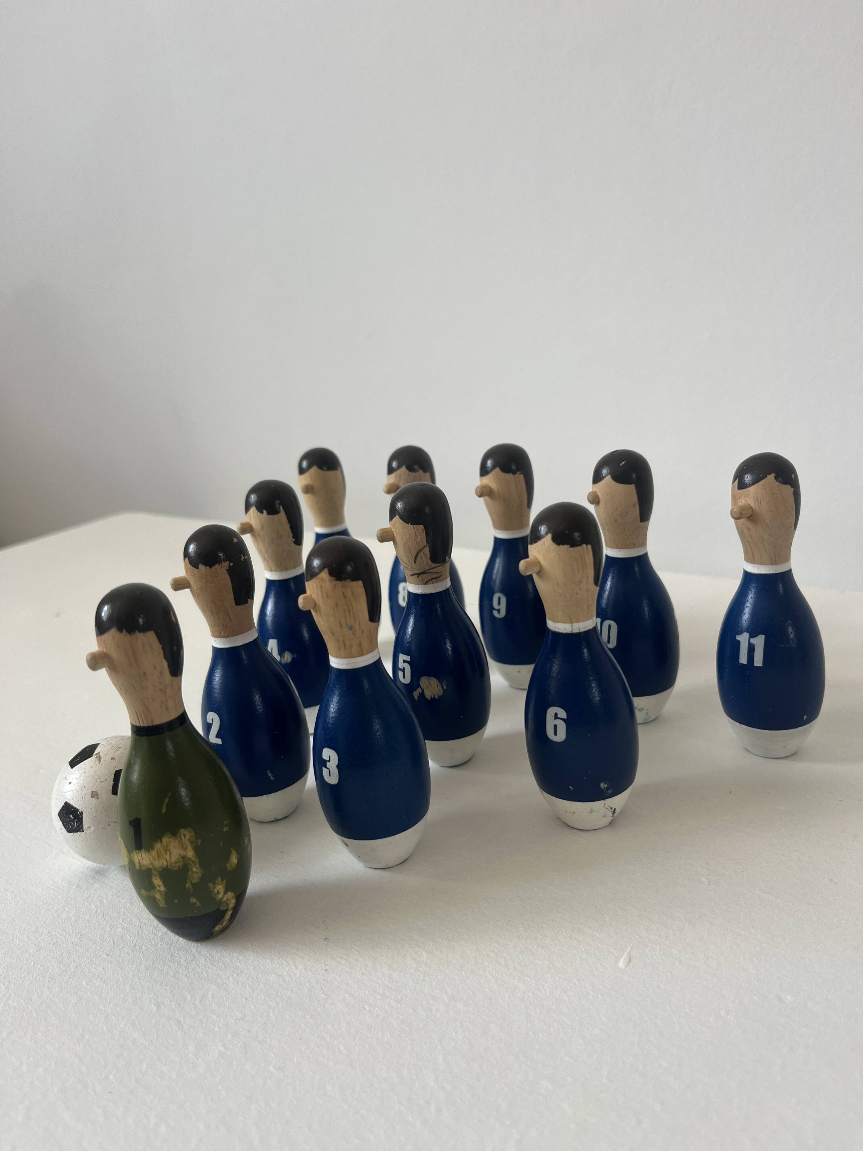 Wooden football bowling game