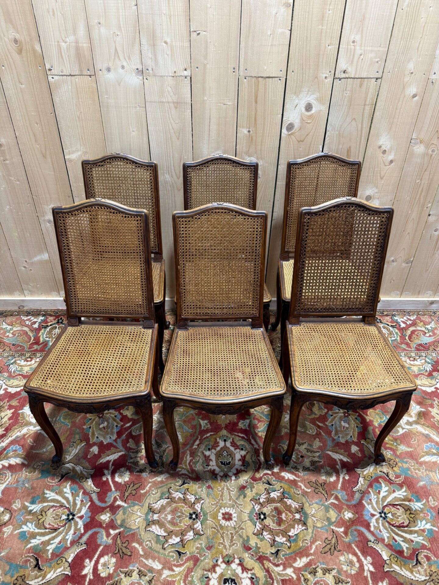 Set of 6 Louis XV style cane chairs