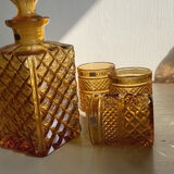 Vintage Italian liqueur service in amber glass – "Pointe de" work