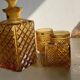 Vintage Italian liqueur service in amber glass – "Pointe de" work