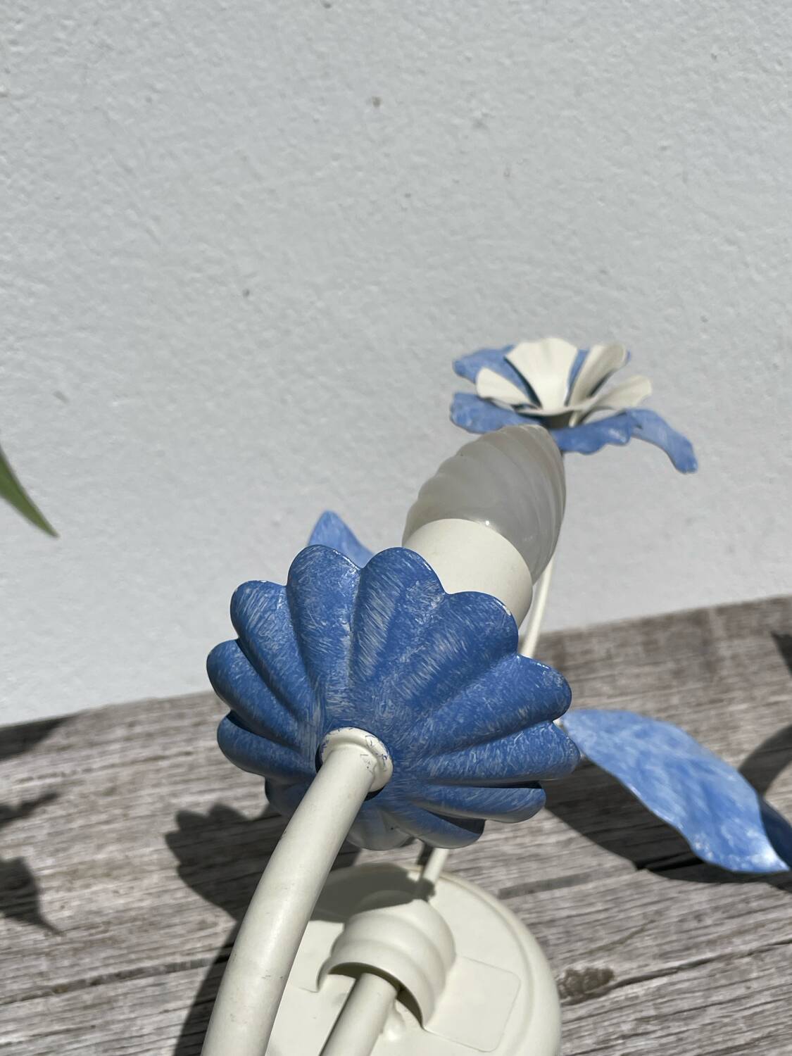 Pair of blue metal floral wall lights