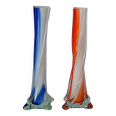 Paire de soliflores en verre coloré, années 1960