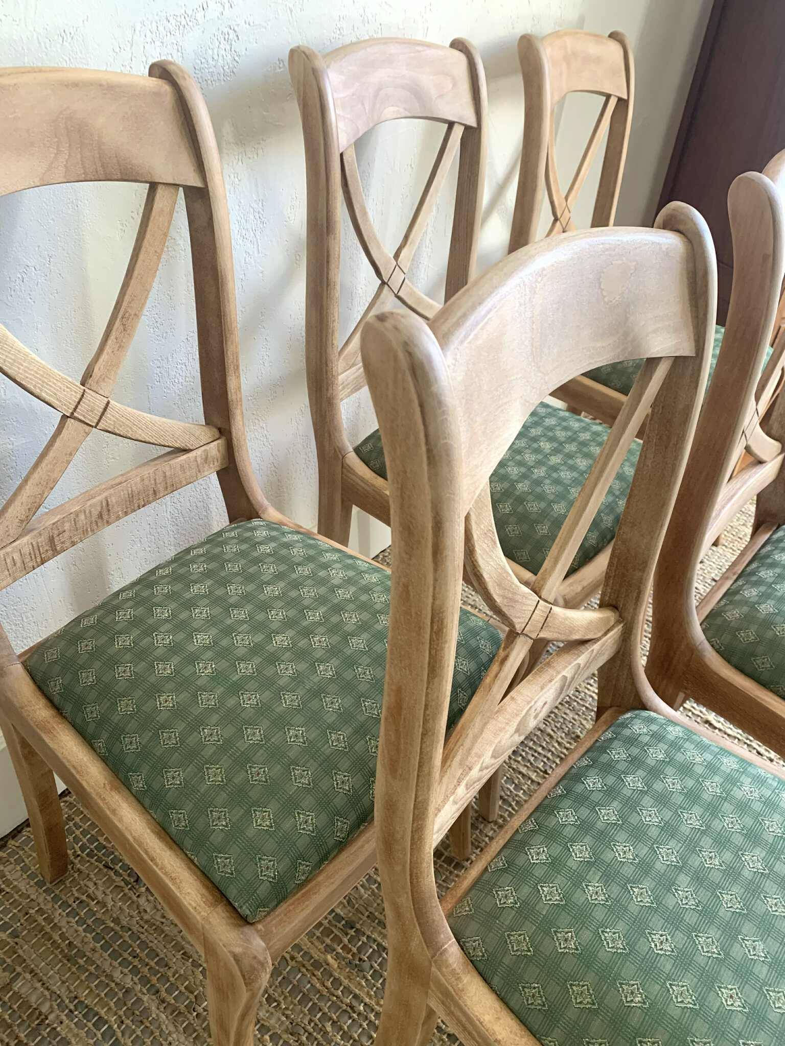 Lot de 6 chaises en bois massif assises vertes