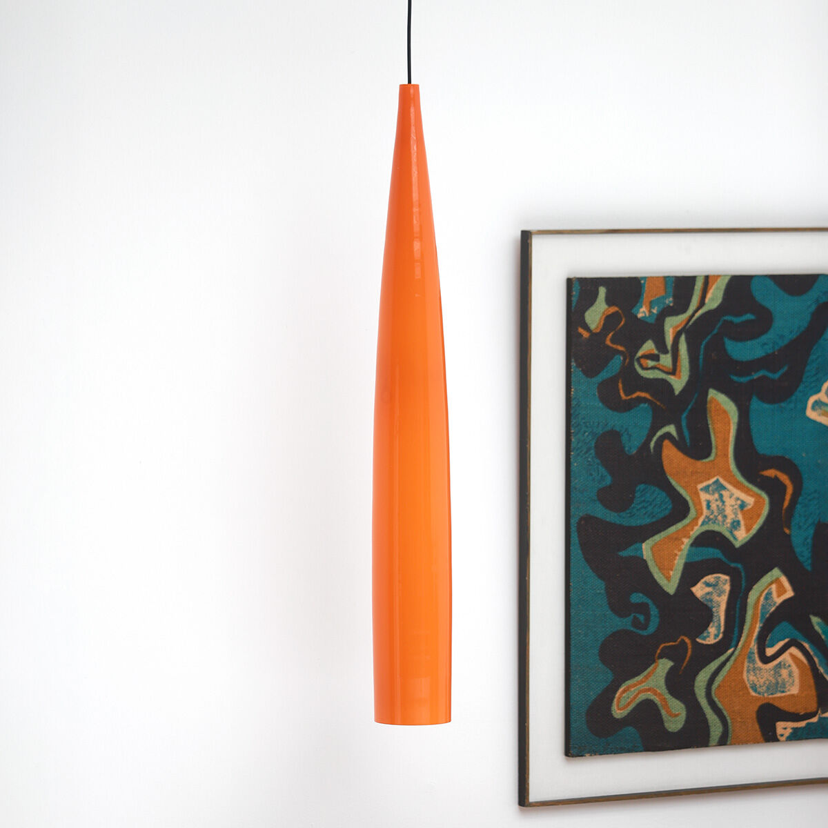 orange tube pendant lamp by Gino Vistosi