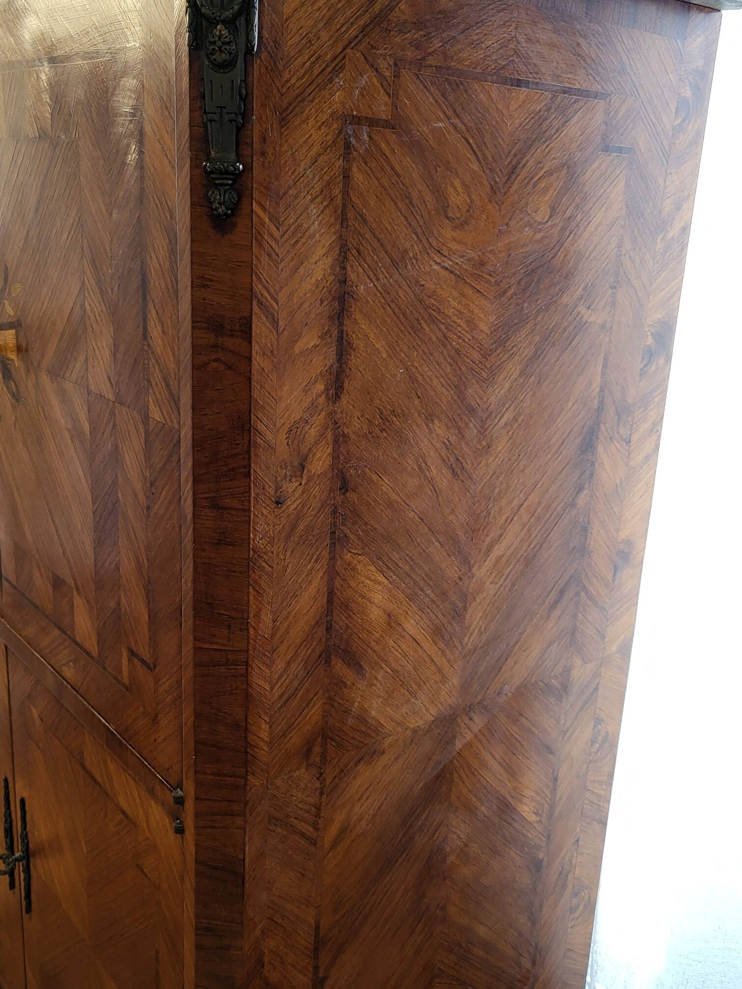 High sideboard in rosewood and marble slab, Louis XVI style, French