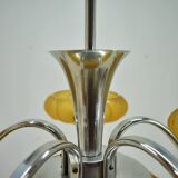 Lustre art déco en chrome et verre, 1930s