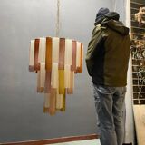 Large Multicolored Murano Glass Tube Chandelier, 1980s