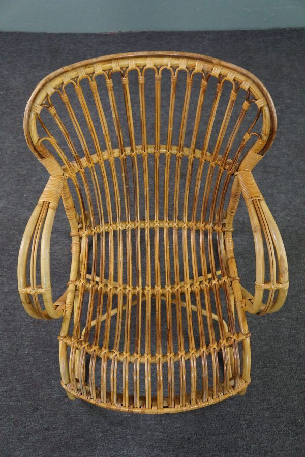 Fauteuil Belse 8 en rotin Dutch Design, 1950