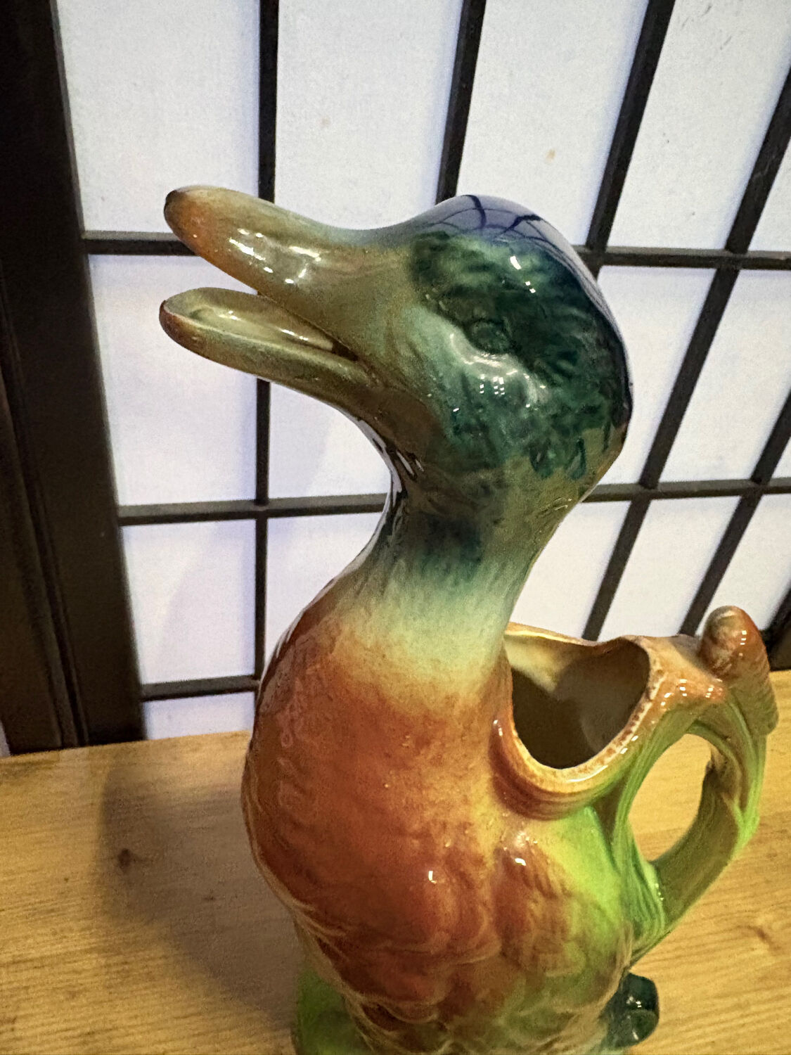 Glazed ceramic duck jug – St Clément – France