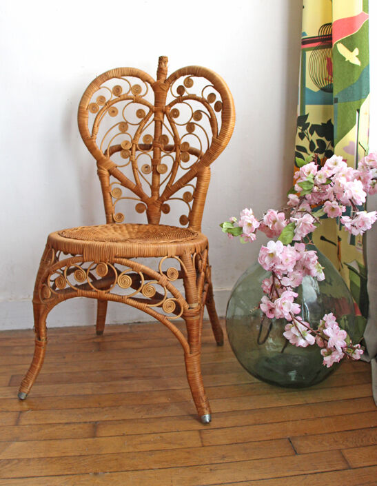 Chaise peacock en rotin