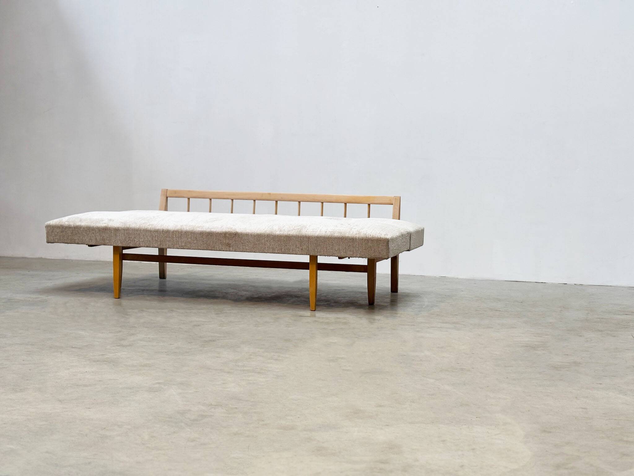 1970's German wooden sofa / daybed