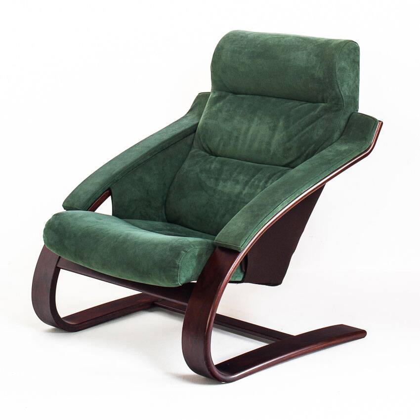 Vintage armchair in Alcantara. Åke Fribyter for Nelo Möbel. Sweden. 1990s.