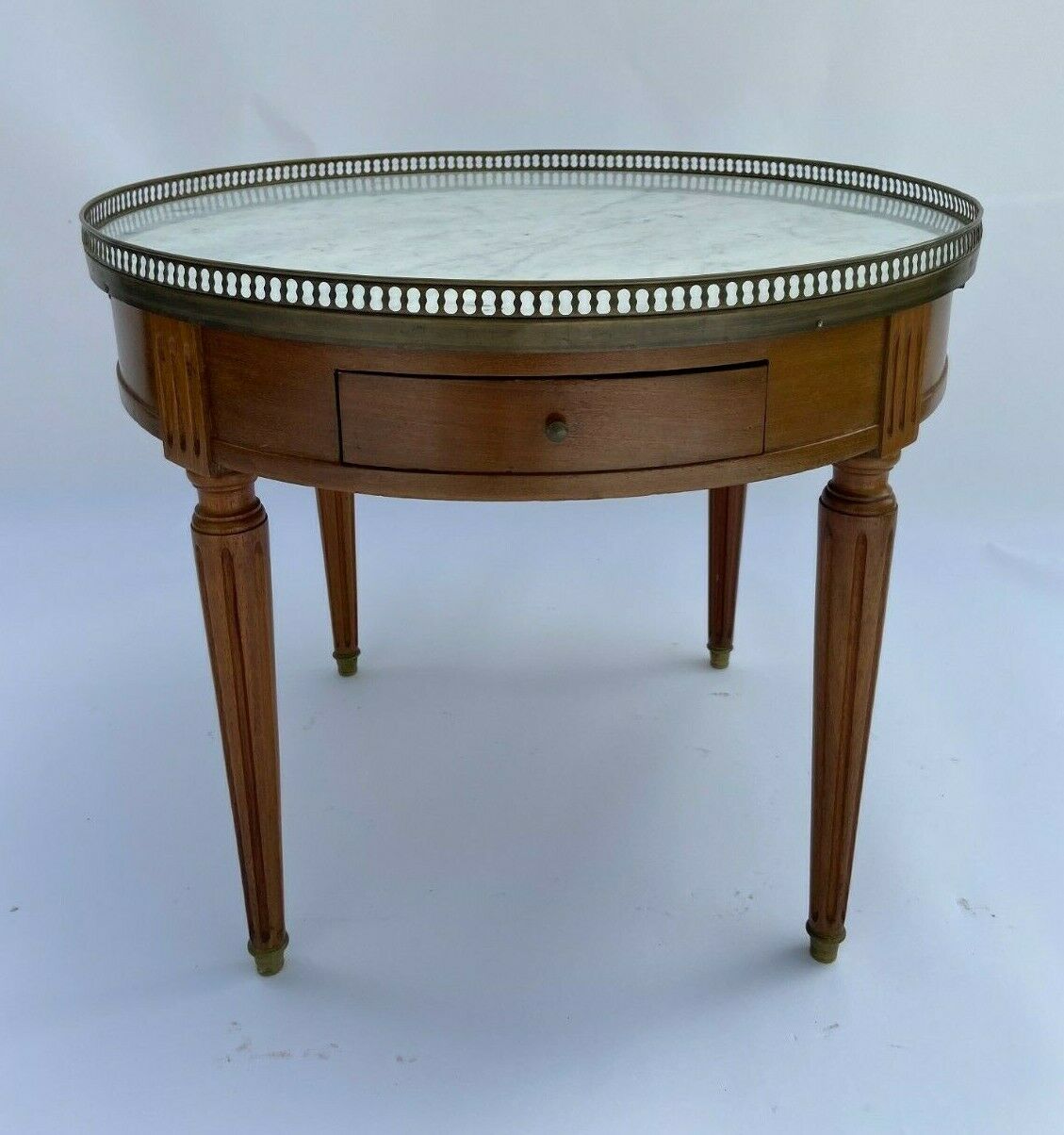 Table bouillote 1950 marble foot with louis xvi style gallery