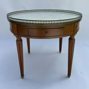 Table bouillote 1950 pied marbre avec galerie style louis xvi