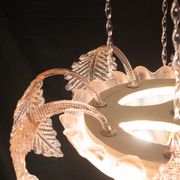 Pink Art Decò Barovier e Toso "Fountain" Pendant Light, Murano Glass, 1940s