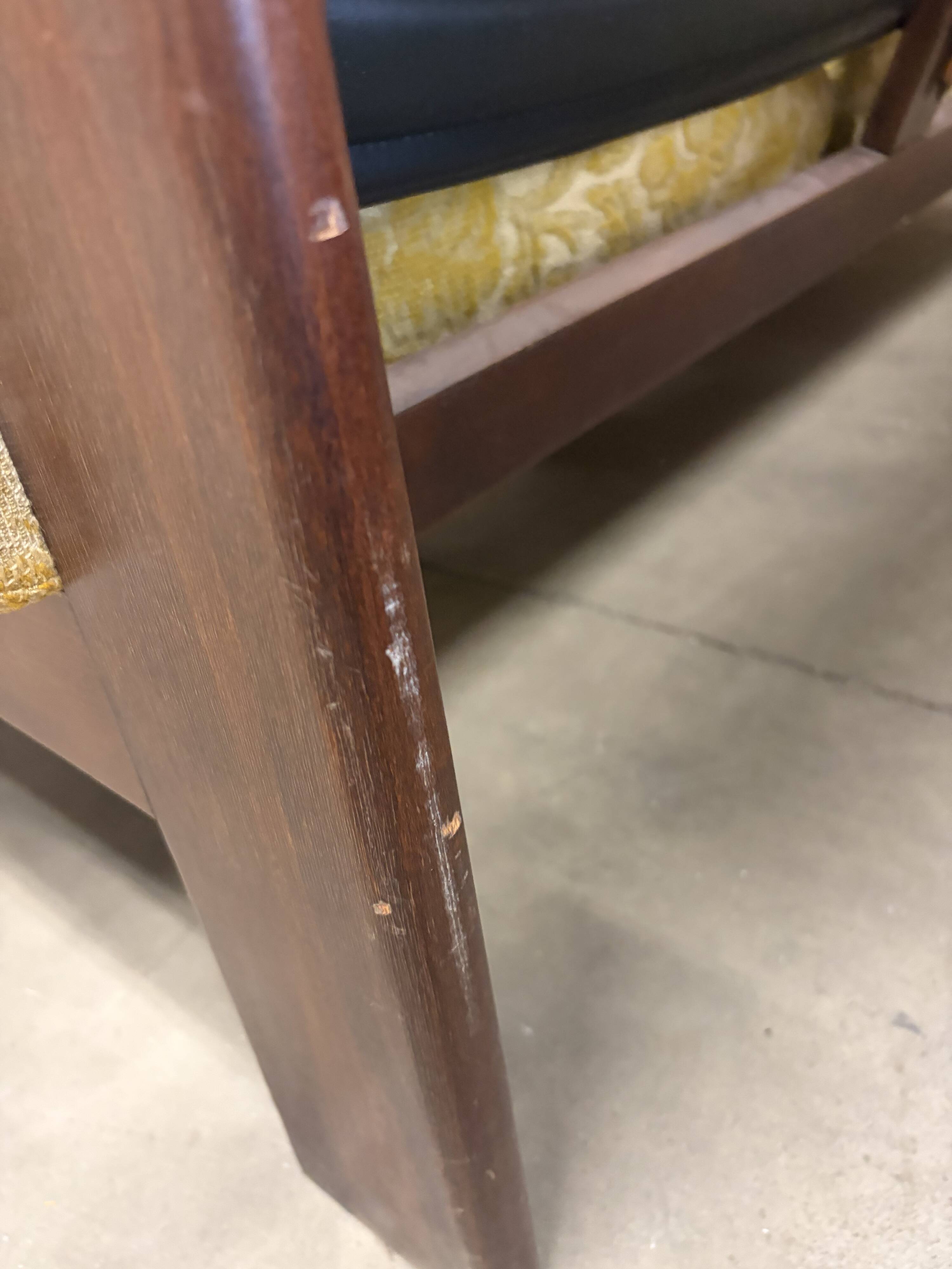 Vintage wooden sofa / armchair with yellow accent