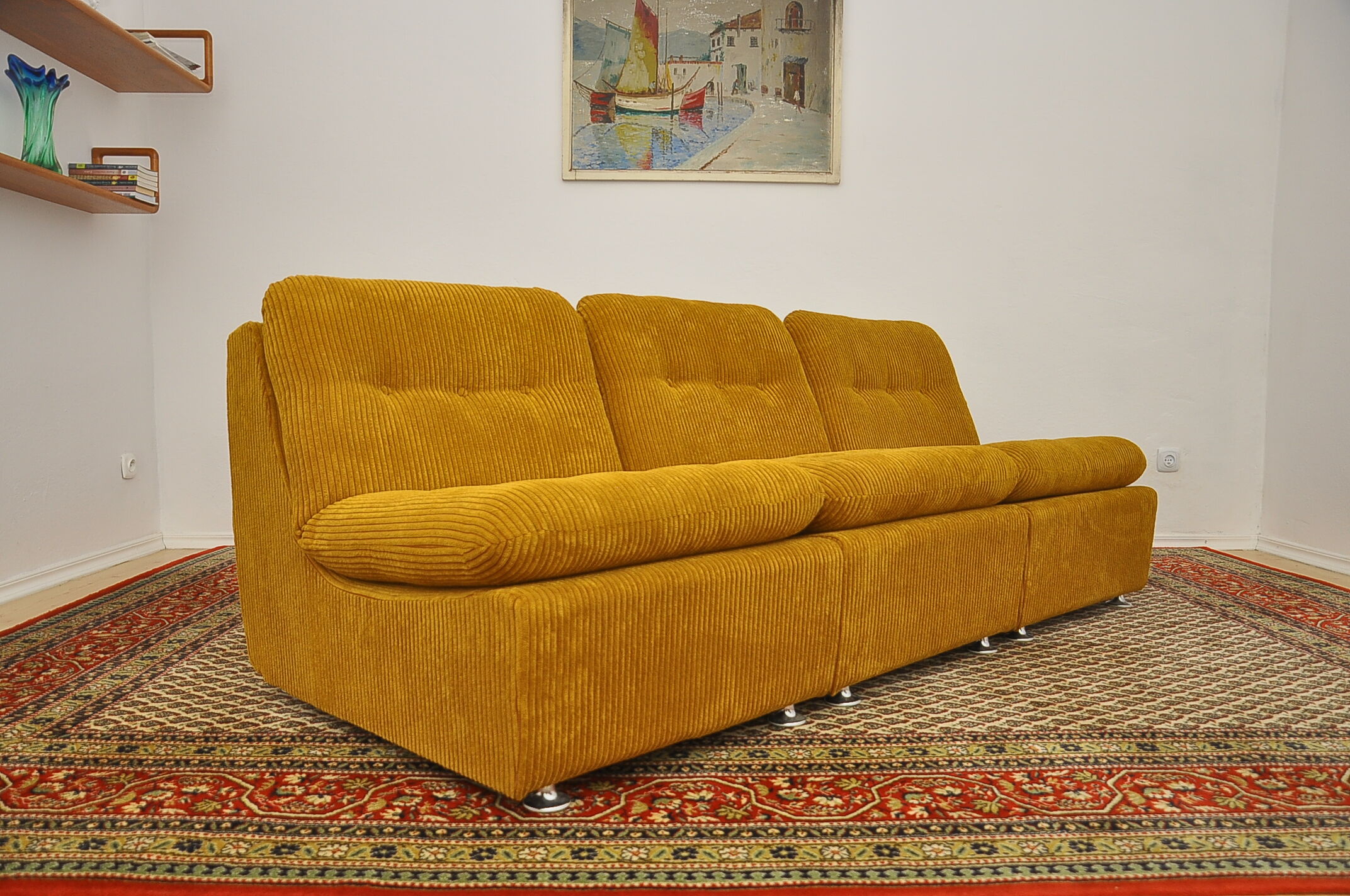 Canapé modulable en velours côtelé, années 1970, set de 6