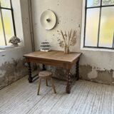 Paneled walnut desk with turned legs, 1900