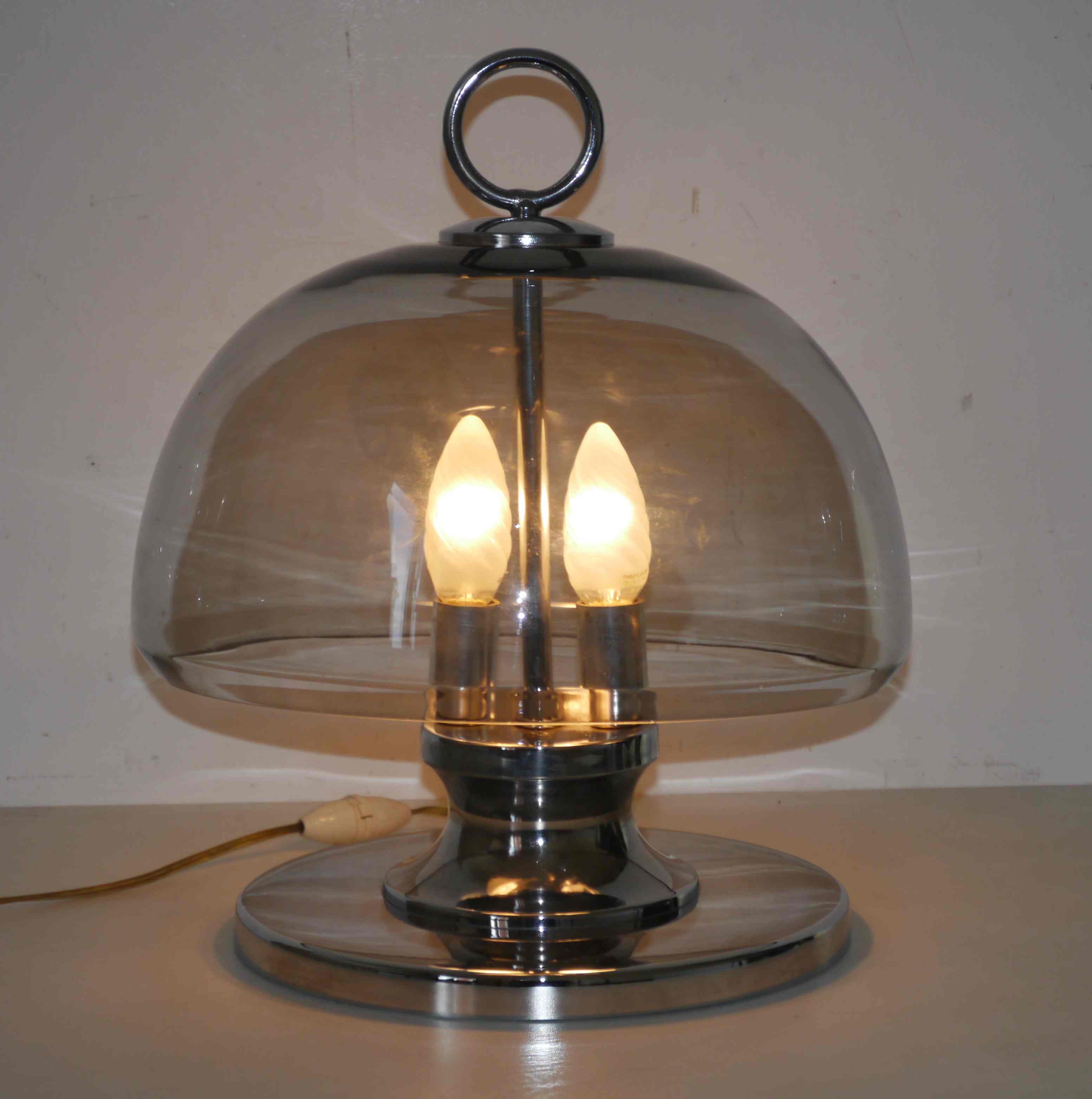 Ancienne lampe verre chrome années 60