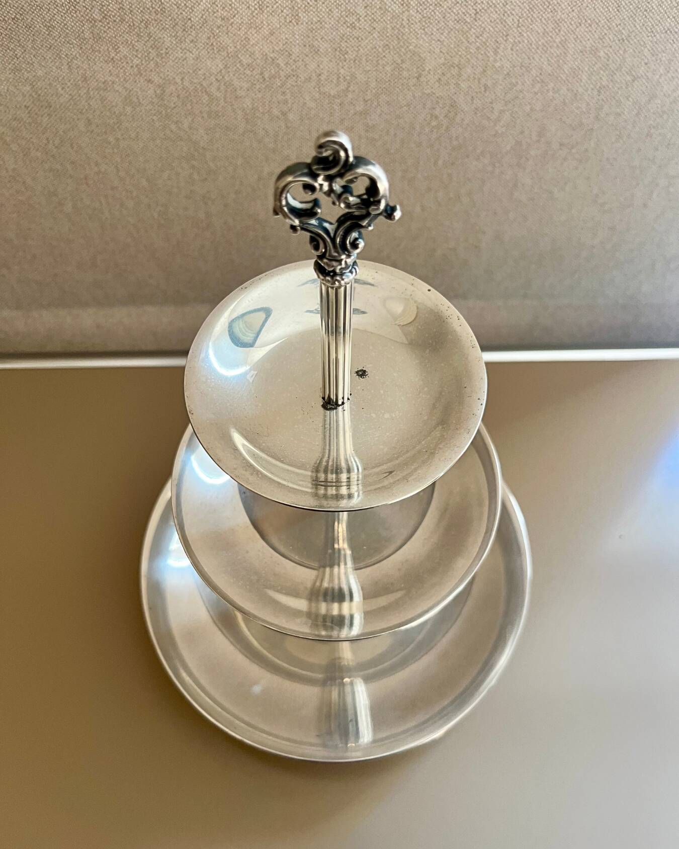 Vintage silver metal display stand – 3 tiers