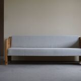 Mid Century Danish Daybed in solid pine, reupholstered in wool, 1980s