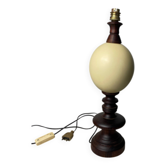 Wooden and ostrich egg lamp base
