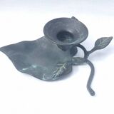 Patinated Bronze Candlestick Flower Shaped