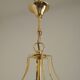 French Vintage 2 Light Hexagonal Gold Metal & Beveled Glass Hanging Light