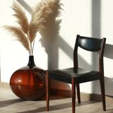Series of 6 chairs in skai and teak