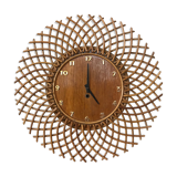 1960s vintage rattan sun clock