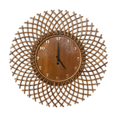 1960s vintage rattan sun clock