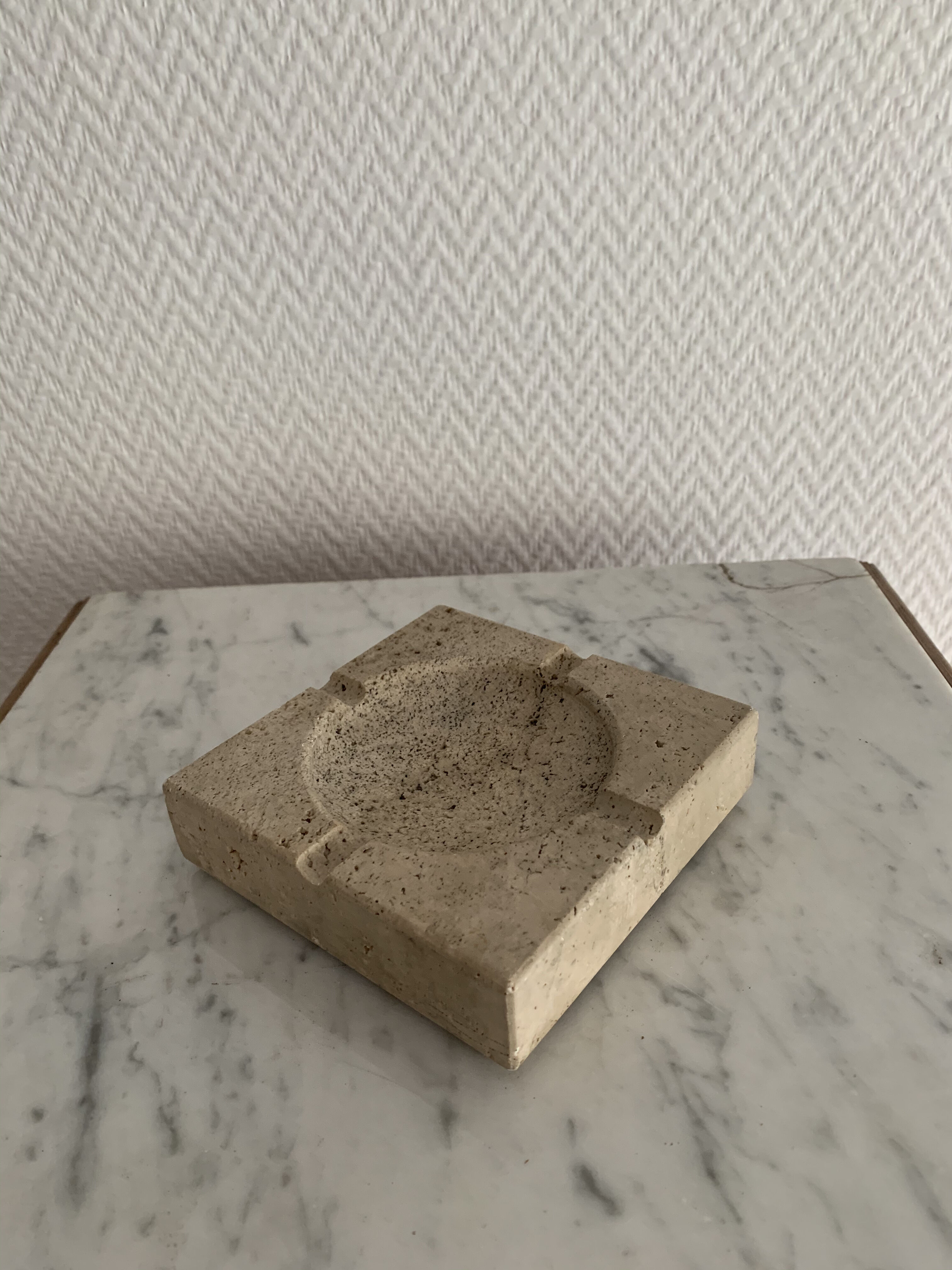 Vintage stone square ashtray