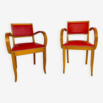 Pair of 50s Red Bridge Armchairs