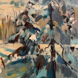 Tableau paysage de neige XXe