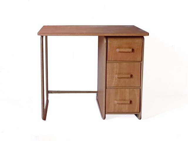 Small vintage desk from the 1950s, wood and metal.