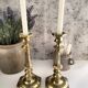 Charming Pair of Victorian Brass Candlesticks with Octagonal Bases - Matching Antique Candle Holders