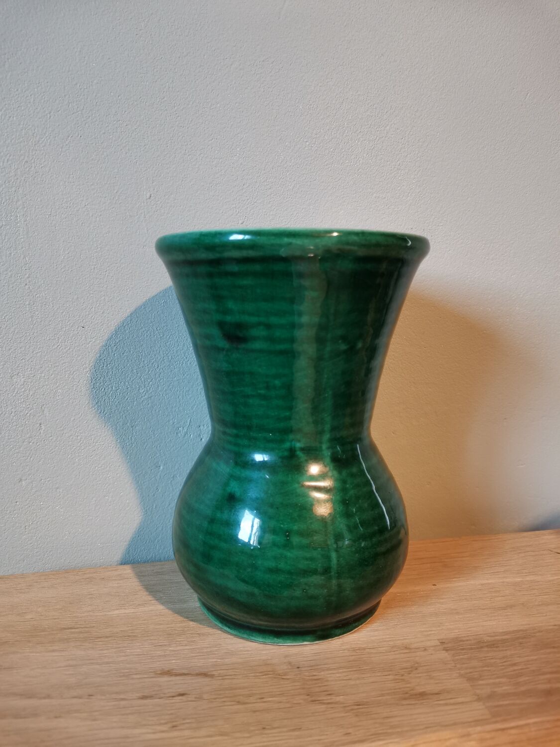Vintage green ceramic vase signed numbered Longchamp France 1769