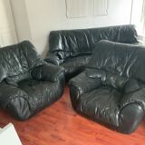 Leather sofa and armchairs