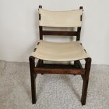 Series of 4 wooden and leather chairs