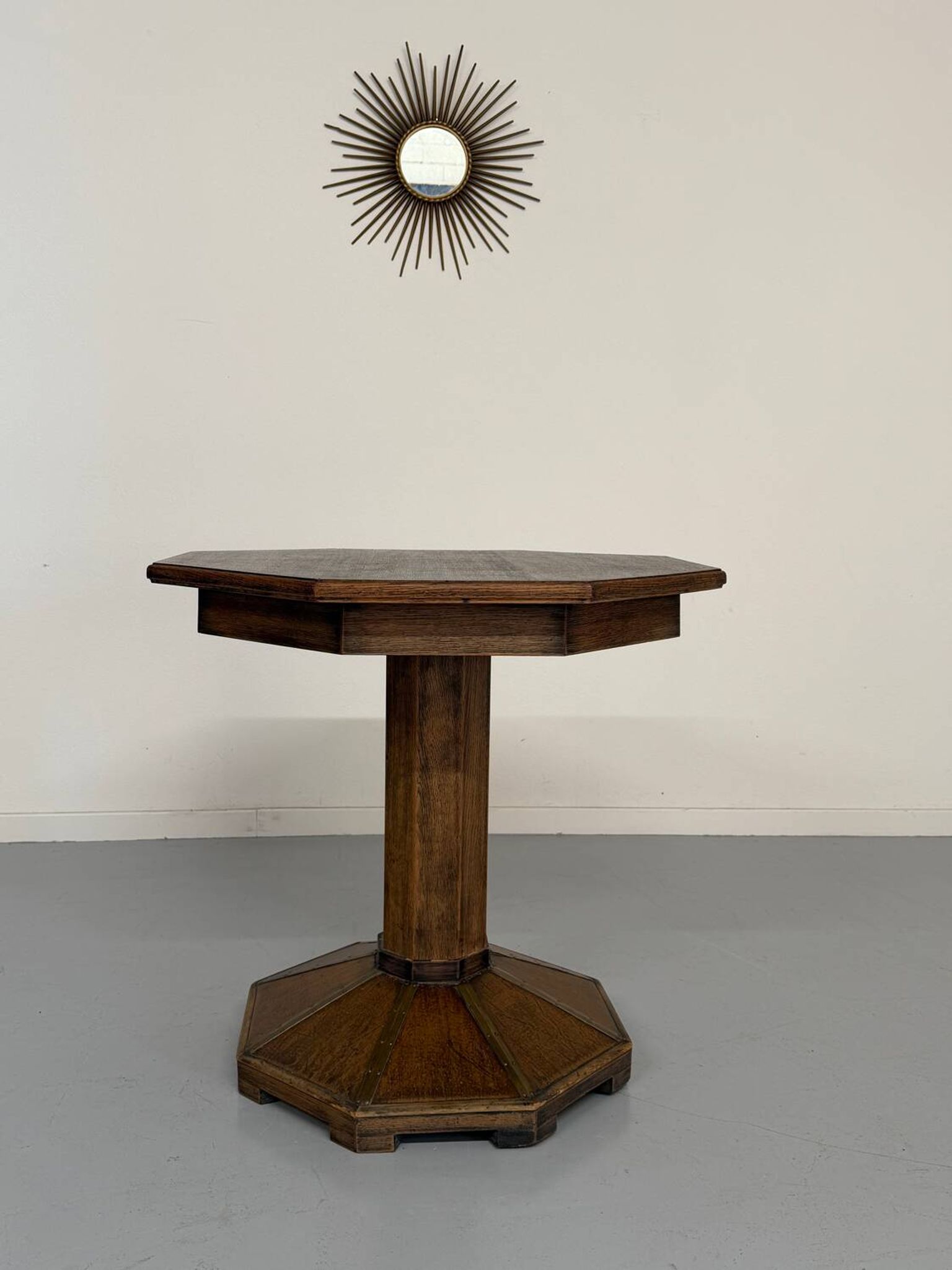 Ancienne table en bois de bistrot années 40/50 vintage finition laiton