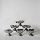 set of 6 designer stainless steel bowls 1970 9 x 5 cm