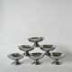 set of 6 designer stainless steel bowls 1970 9 x 5 cm