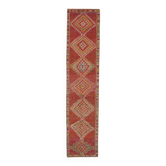 1970s Vintage Turkish Oushak Handmade  Orange Runner Rug 78x362