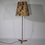 Teak Tripod Micheline Floor Lamp from Brass by JT Kalmar for Kalmar, 1950s