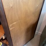 Beveled mirror with wooden contours